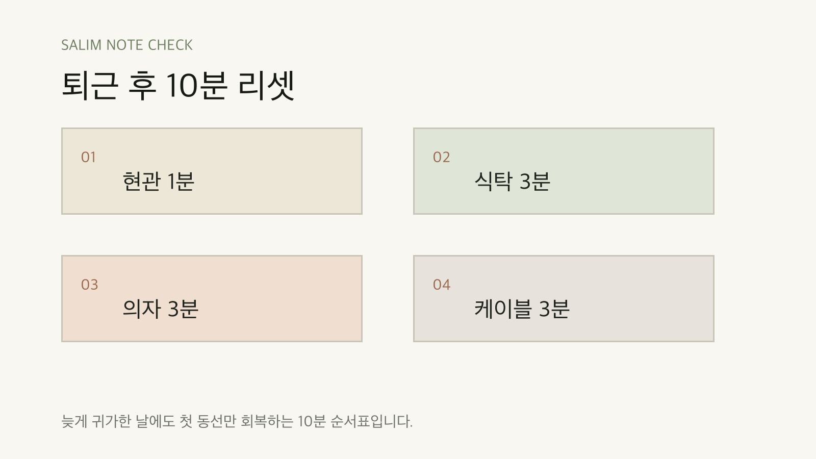 퇴근 후 10분 리셋 점검표