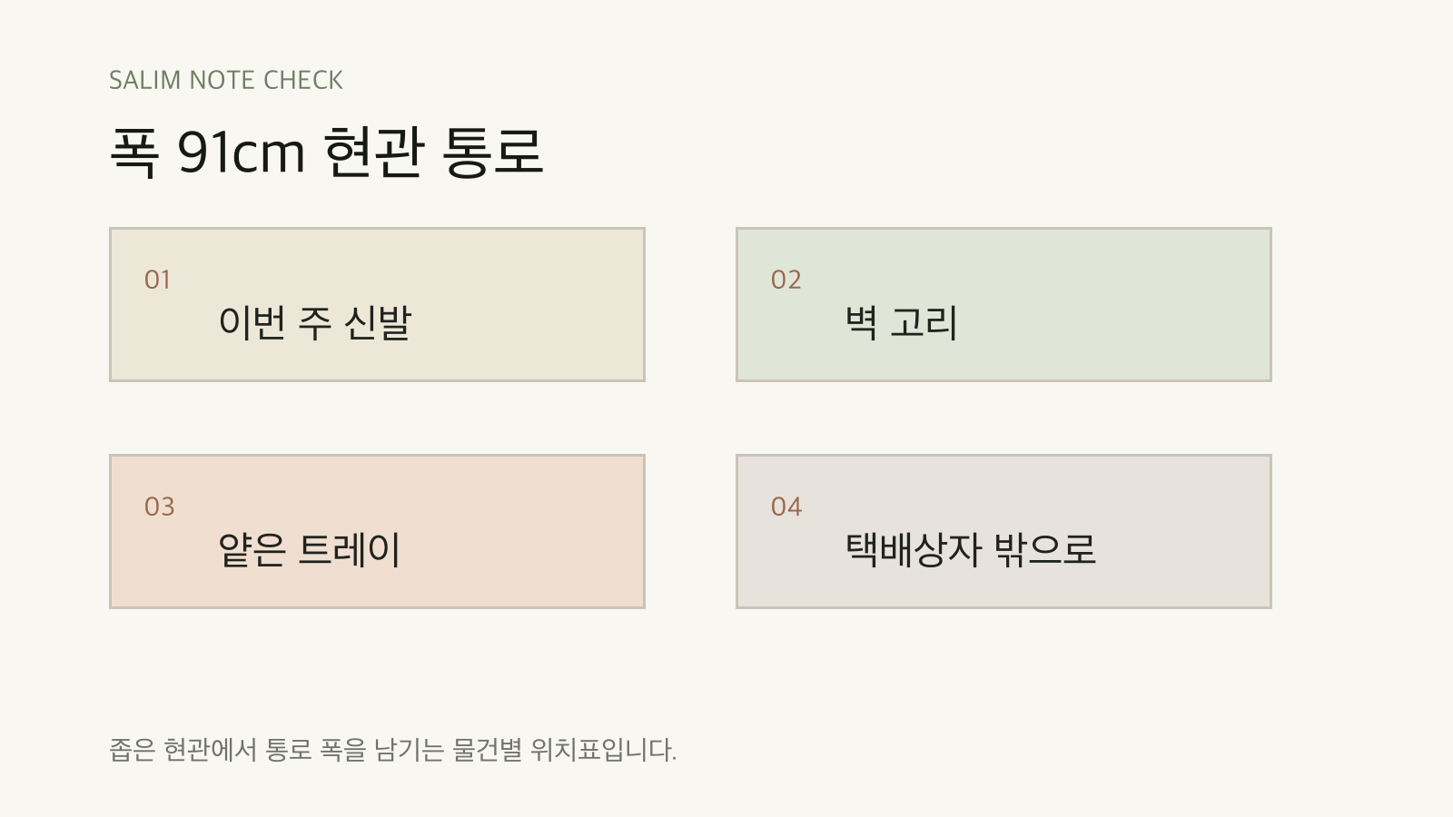 폭 91cm 현관 통로 점검표